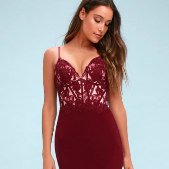Lulu's Burgundy Embroidered Maxi Dress - Picture 4 of 6